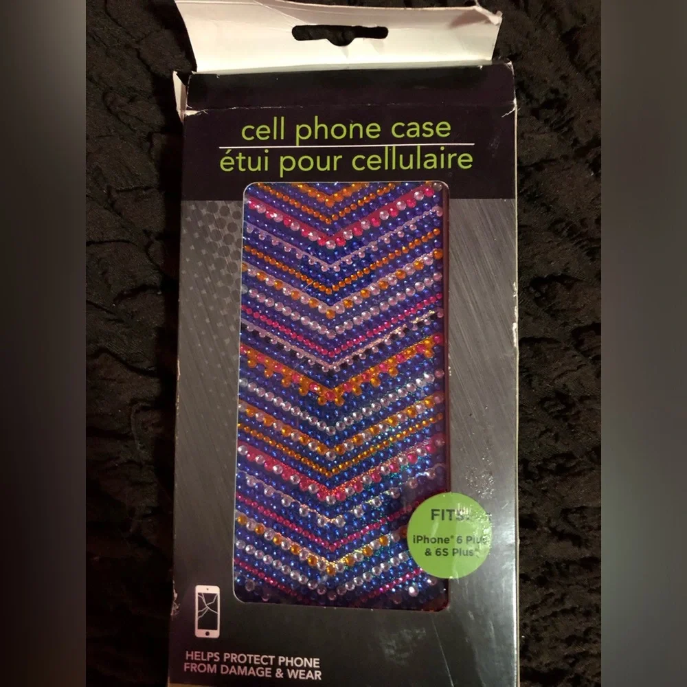 Phone cover multicolored rhinestones studded.